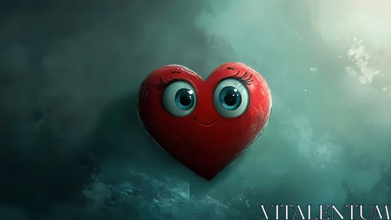 Cheerful Heart Character with Expressive Eyes.