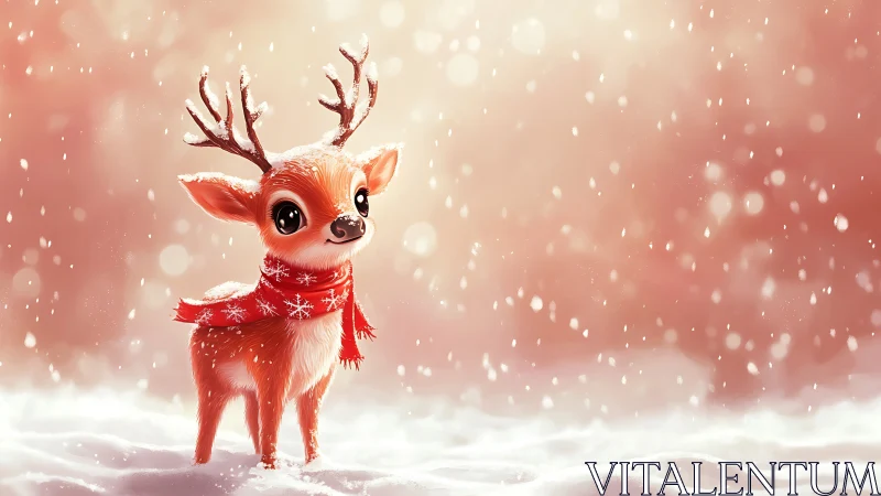 Snow-bright baby reindeer wrapped in a starglow scarf.