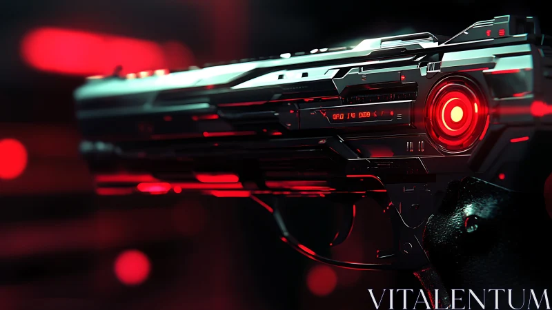 Futuristic handgun render shows illuminated red targeting module