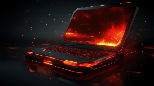 Futuristic laptop render shows illuminated chassis and display