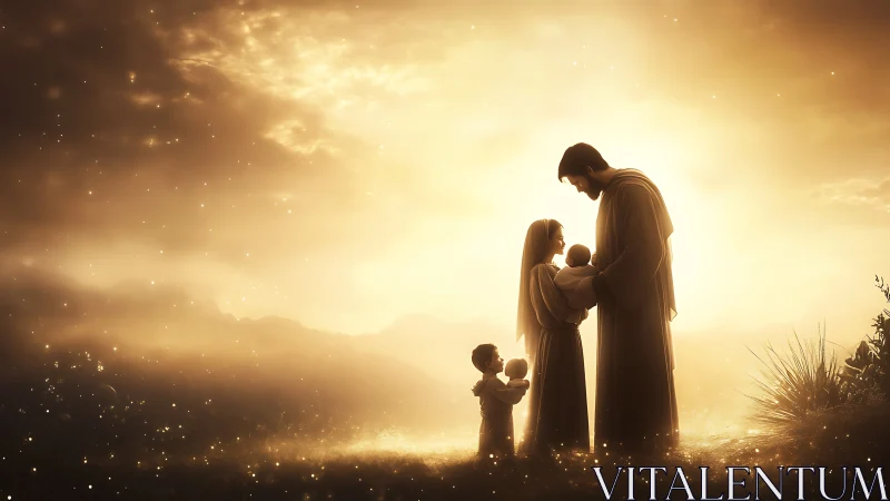 Golden light gathers a gentle family in quiet embrace