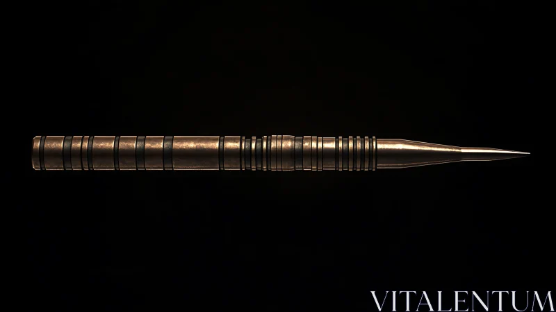 Bronze precision stylus rendered on black background.
