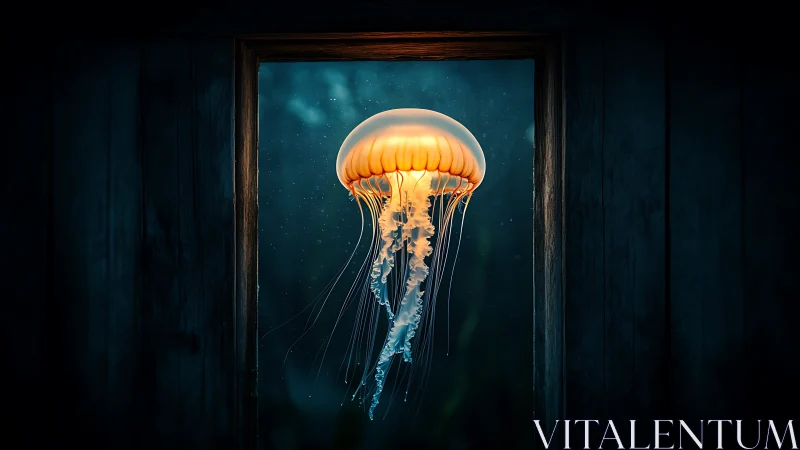 Luminous jellyfish portal drifting through a midnight window.
