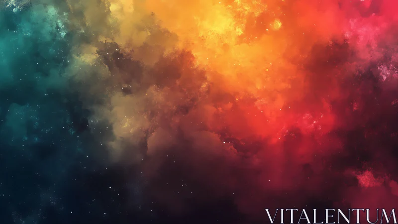 Vibrant tri-color nebula cloud spans deep cosmic background