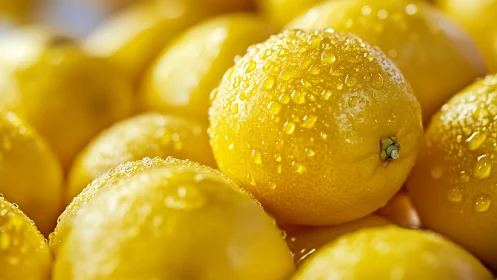 Sunlit lemons glisten with fresh droplets and bright charm