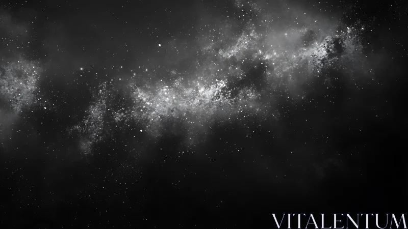 Stellar river in monochrome deep-space panorama.