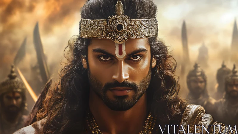 Epic warrior portrait in cinematic digital painting style.