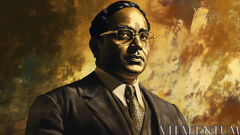 Formal portrait of dignified man in suit, rendered digitally.