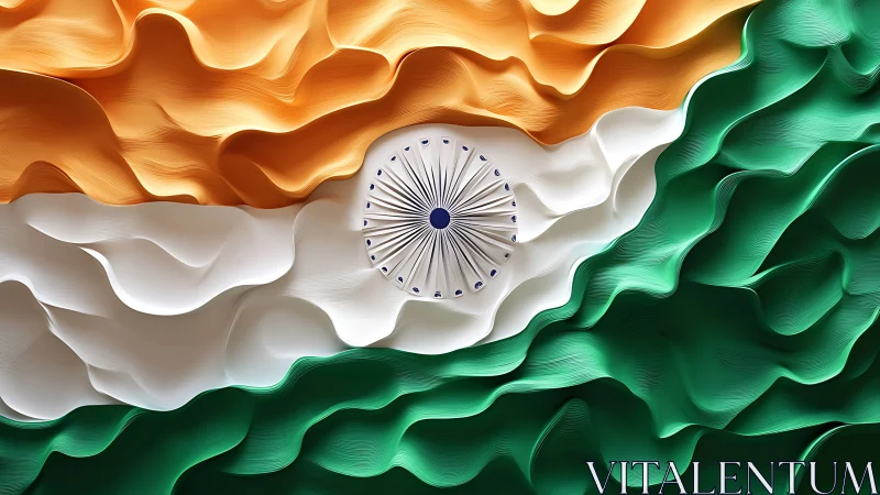 Textured 3D reinterpretation of the Indian tricolour flag design