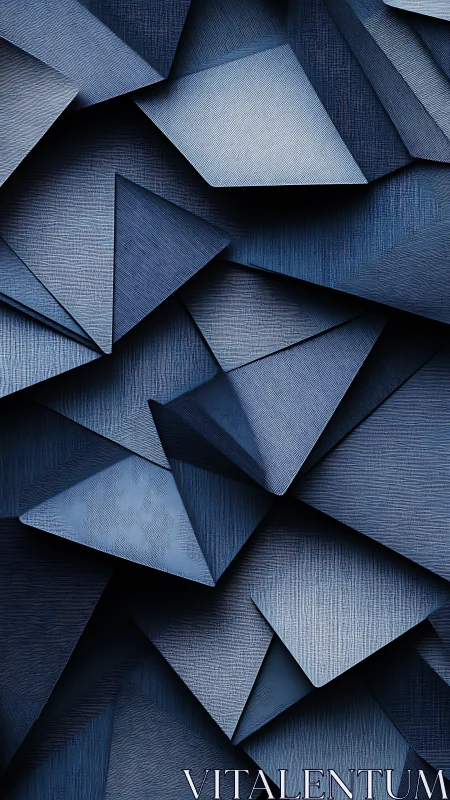 Layered indigo triangular facets with brushed fabric texture