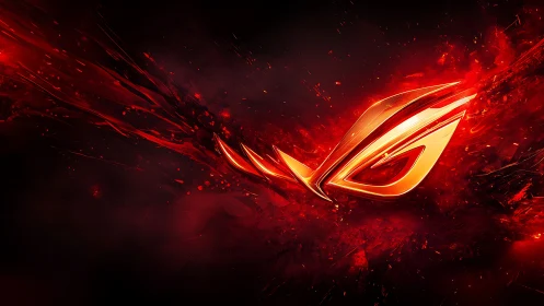 Fiery gaming emblem surges through a dark digital void