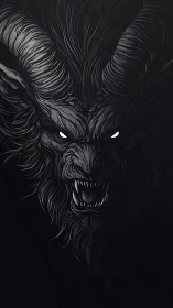 Horned shadow fiend roars from the void in jagged silver ink.