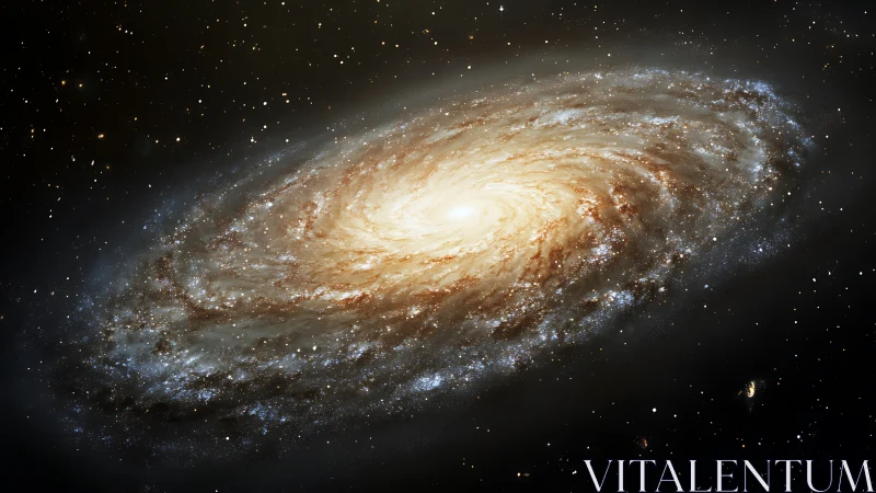 Dazzling spiral galaxy swirls in a bright, star-filled cosmos