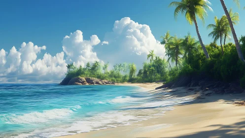 Tropical Beach Paradise with Pristine Turquoise Waters