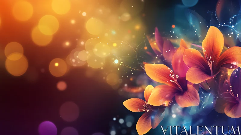 Glowing Orchids Against Bokeh Gradient Background