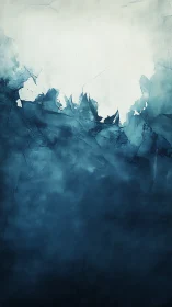 Abstract blue rock and mist texture with light space.