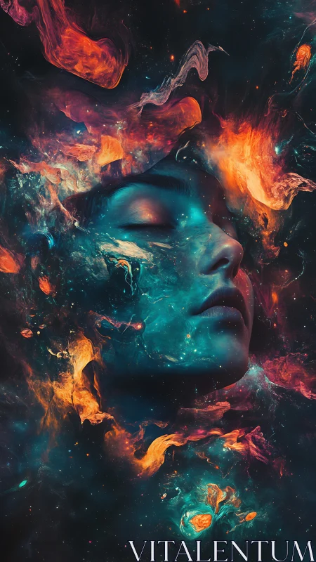 Nebular visage immersed in chromatic astrophysical turbulence.