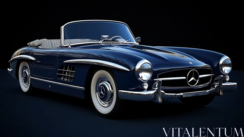 Mid-century roadster rendered with high-gloss photoreal lighting