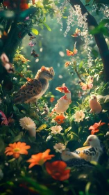 Bioluminescent forest tableau renders hybrid fauna in bloom