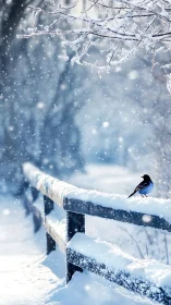 A Solitary Bird's Peaceful Winter Moment.