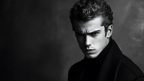 Storm-eyed stranger in sculpted monochrome shadowplay.