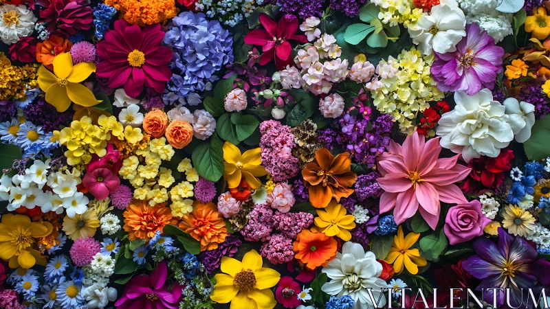 A breathtaking garden explosion of vibrant blooms in every color imaginable.