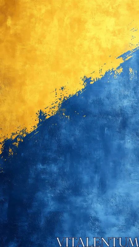 Diagonal yellow and blue textured abstract fields intersect