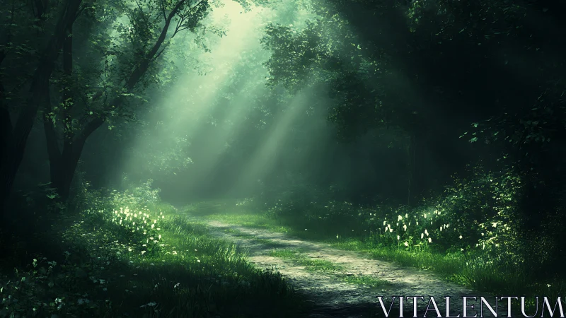 Crepuscular Ray Illumination Through Dense Forest Canopy Rendering