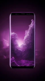 Monochrome violet smartphone render with immersive fluid display.