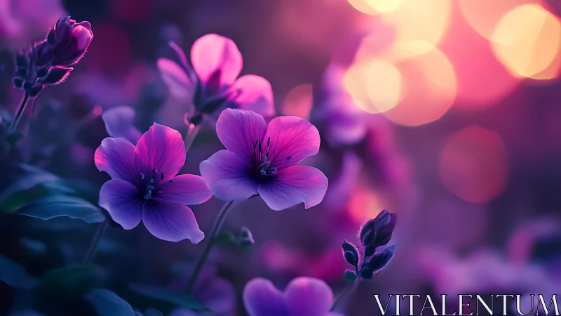 Neon Petals Bloom in Twilight's Magical Glow.