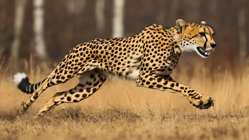High-speed cheetah sprint in dry grassland habitat profile