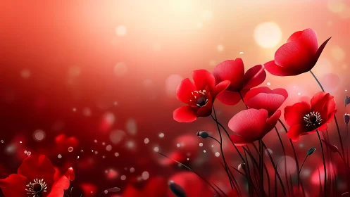 Red Tulips Glowing in Soft Bokeh Light