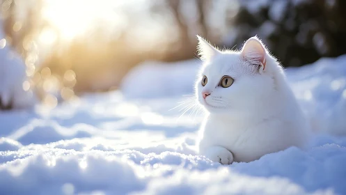 Frost-Kissed Feline: A Winter's Ethereal Gaze.