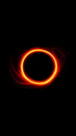Luminous red energy ring forms glowing halo on black void