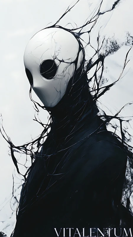 Digital painting of void-masked entity with fractal tendrils.