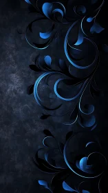 Parametric blue flourishes on textured nocturnal substrate.