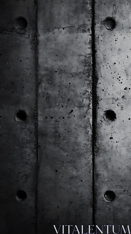 Dark vertical concrete wall surface with bolt recesses.