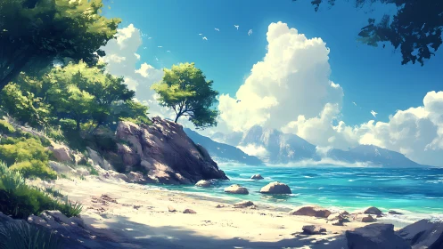 Tropical Paradise: Where Mountains Meet Sandy Shores.