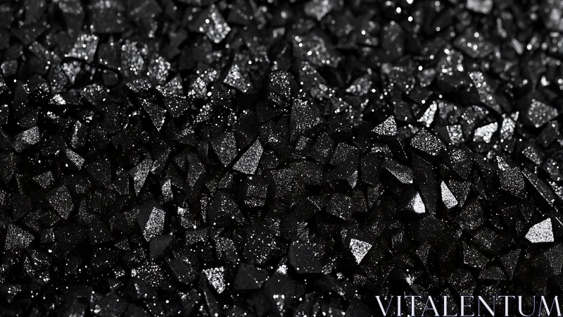 Black crystal fragments form dense glittering surface
