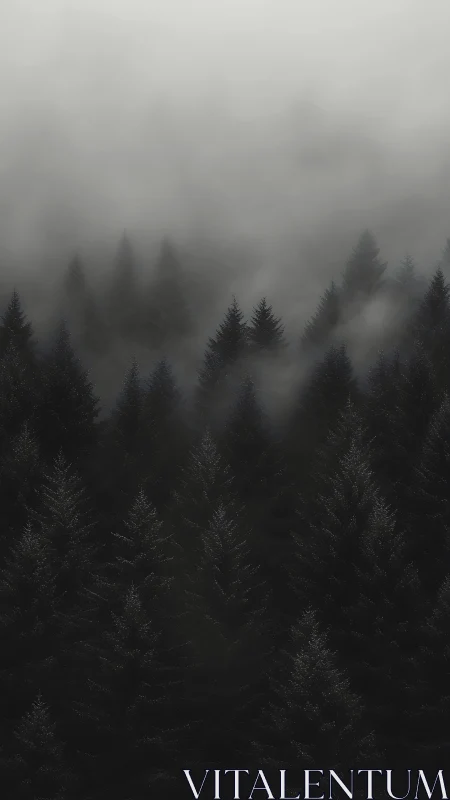 Misty Forest Dreams in Grayscale.