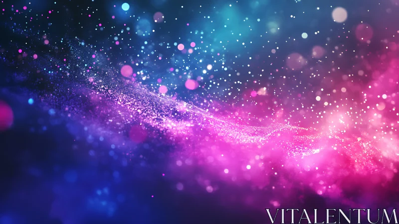 Neon stardust waves swirl through a luminous cosmic void