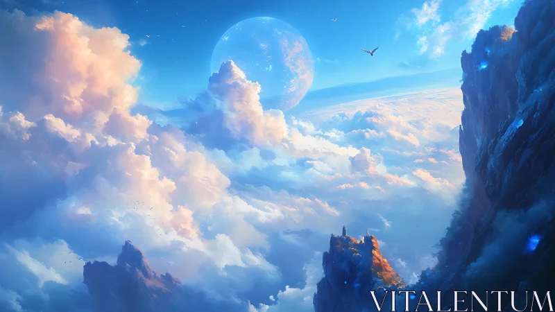 Cloudwalker gazes toward twin skies above the bright world