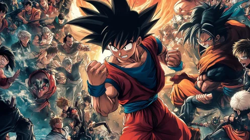 Dynamic anime battle composition layers depth, motion and lighting