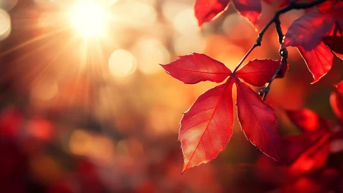 Scarlet leaves hold the last warm whisper of autumn light