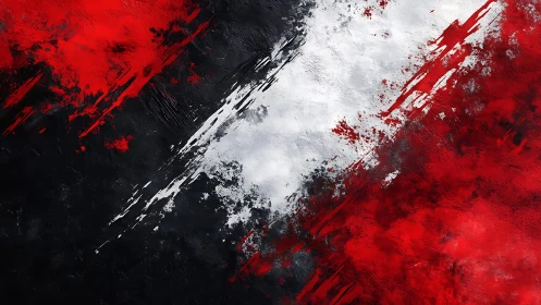 Bold Abstract Grunge Painting with Red, Black, and White Brushstrokes.