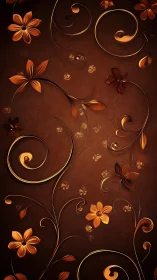 Golden Floral Ornament with Spiral Flourishes.