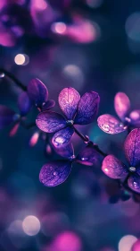Purple translucent flower petals with bokeh lighting effects