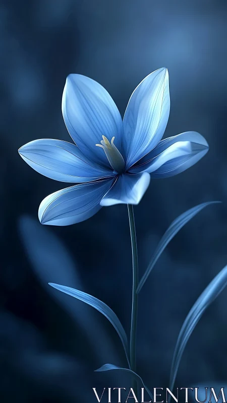 Single blue flower rendered in soft digital detail.