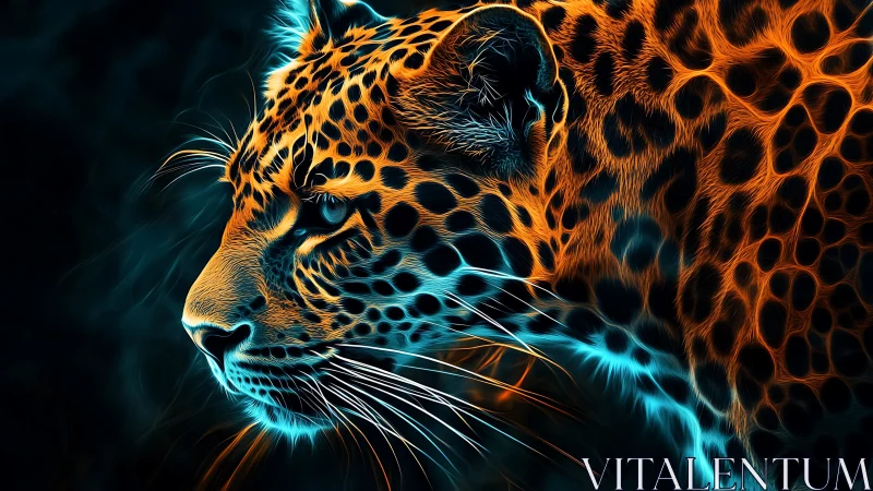 Neon Leopard Gaze with Fiery Orange Coat.