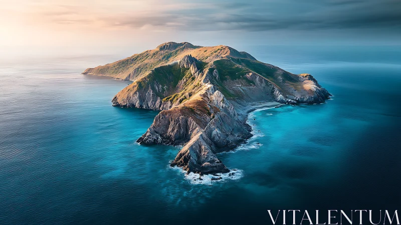 Volcanic Island Formation: Aerial Perspective Study.